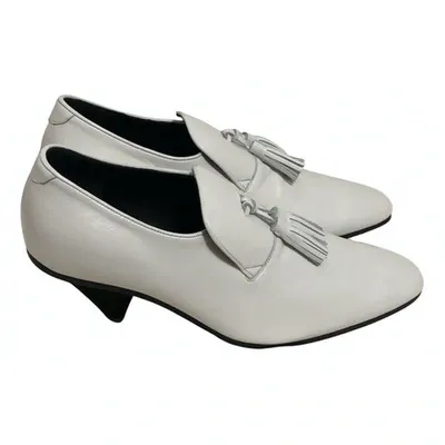 Pre-owned Celine Leather Flats In White