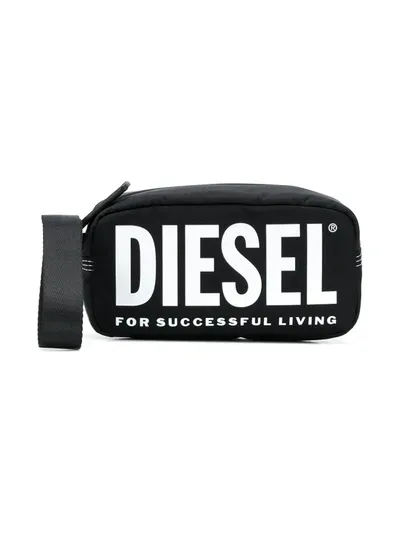 Diesel Teen Logo Print Belt Bag In Black