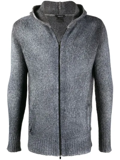 Avant Toi Ribbed Knit Hoodie In Blue