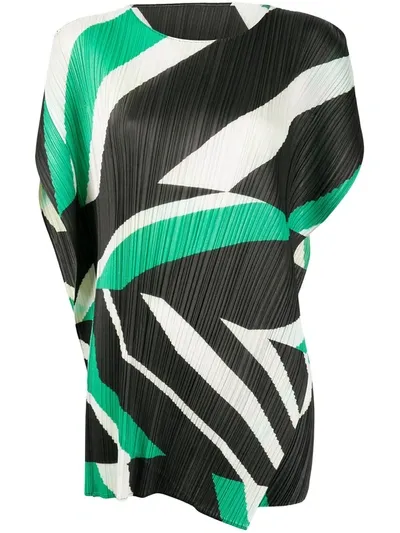 Issey Miyake Pleated Colour-block Mini Dress In Black