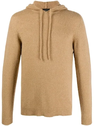 Roberto Collina Knitted Hooded Top In Brown