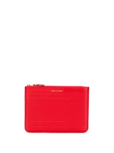 Comme Des Garçons Line Print Wallet In Red