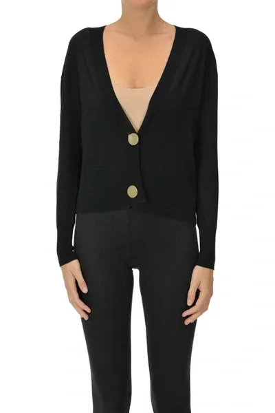 Forte Forte Cropped Wool Cardigan In Black