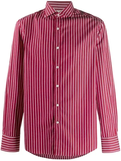 Brunello Cucinelli Striped Print Shirt In Red