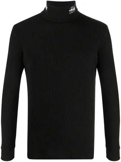 Raf Simons Roll Neck Fitted Jumper In Fine Knit In Black