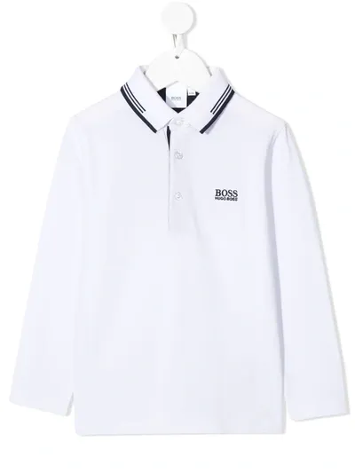 Hugo Boss Kids' Contrast Trim Polo Shirt In White