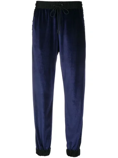 Iceberg Velvet-effect Elasticated Trousers In Blu