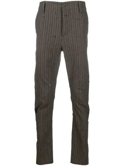 Uma Wang Striped Slim-fit Trousers In Brown