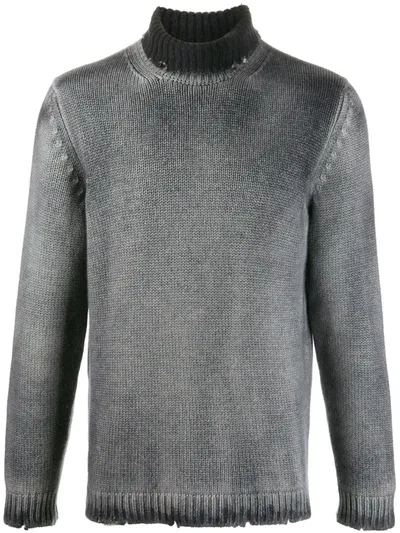 Avant Toi Light-wash Roll Neck Jumper In Grey