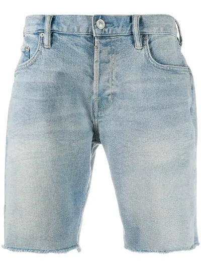 Allsaints Switch Denim Raw Hem Shorts In Light Indigo In Blue