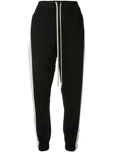 Rick Owens Striped Track Trousers In Black