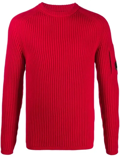 C.p. Company Ribbed Round-neck Jumper In Red