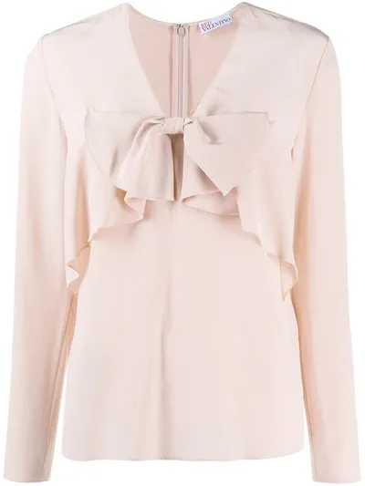 Red Valentino Ruffle Front Blouse In Pink