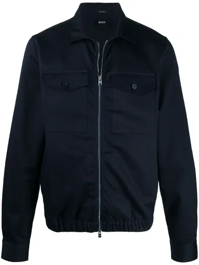 Hugo Boss Zipped Two-pocket Jacket In Blue