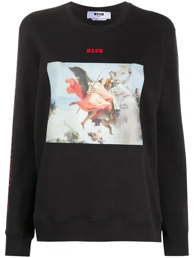 Msgm Painting Print Sweatshirt In Black