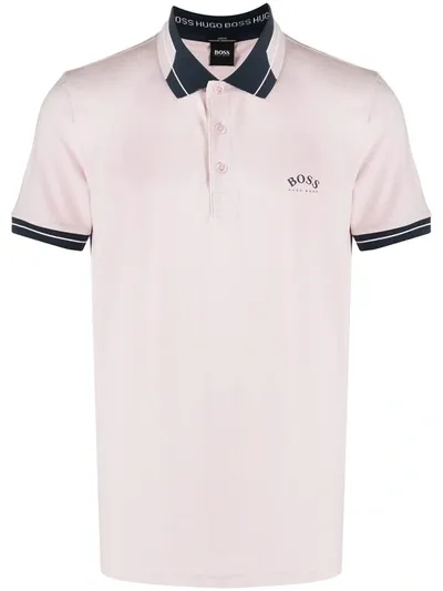 Hugo Boss Logo Print Polo Shirt In Pink