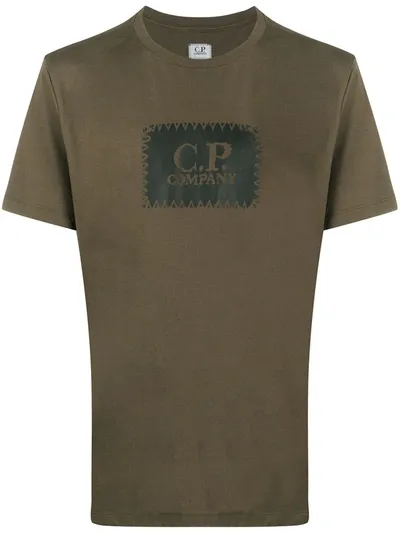 C.p. Company Distressed Logo T-shirt In Green