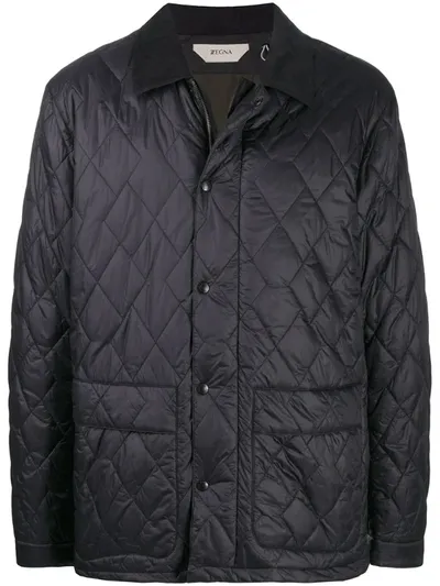 Z Zegna Diamond-quilted Jacket In Blue