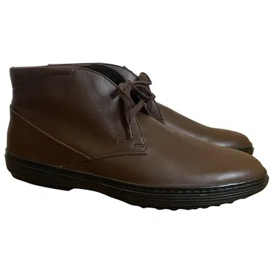 Pre-owned Tod's Leather Boots In Brown