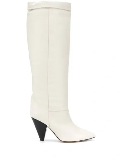 Isabel Marant Loens Pointed Toe Slouch Boot In White