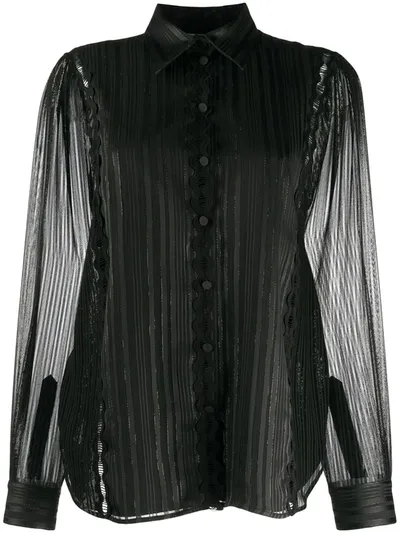 Ports 1961 Striped Sheer Blouse In Black