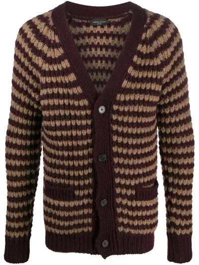 Roberto Collina Stripe Print Cardigan In Brown