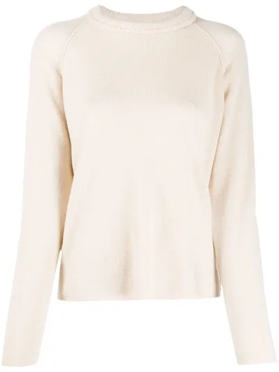 Forte Forte Ribbed Neck Wool Jumper In Neutrals