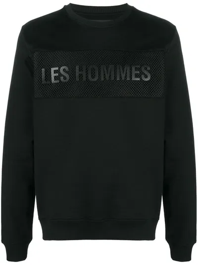 Les Hommes Mesh Logo Print Sweatshirt In Nero