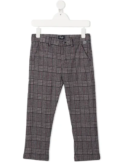 Il Gufo Kids' Checked Slim-fit Trousers In Grey