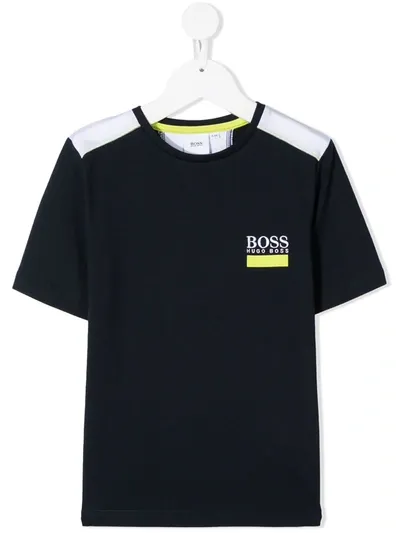 Hugo Boss Kids' Embroidered Logo T-shirt In Blue