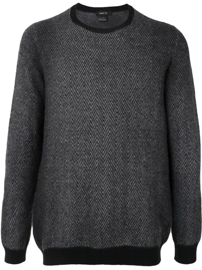 Avant Toi Crew-neck Herringbone Sweater In Grey