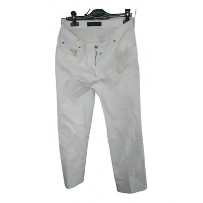 Pre-owned Trussardi Trousers In White