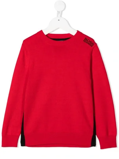 Hugo Boss Kids' Embroidered Logo Jumper In Red