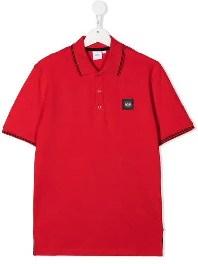 Hugo Boss Boys Red Kids Logo-embroidered Cotton Polo Shirt 6-12 Years 16 Years