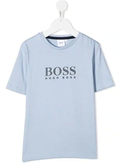 Hugo Boss Kids' Logo-print T-shirt In Blue