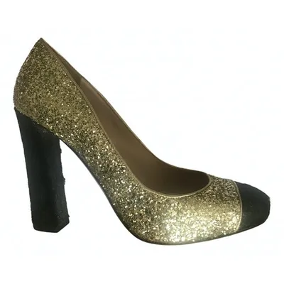 Pre-owned Miu Miu Glitter Heels In Gold