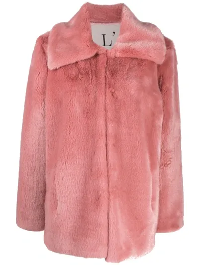 L'autre Chose Faux Fur Coat In Pink