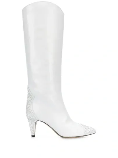 Isabel Marant Studded Knee-length Boots In White