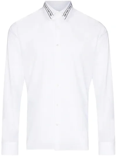 Fendi Embroidered-logo Buttoned Shirt In White