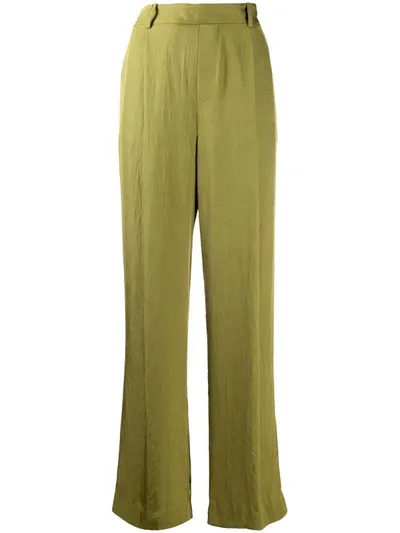 Vince Pleated-detail Straight-leg Trousers In Green