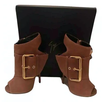 Pre-owned Giuseppe Zanotti Open Toe Boots In Brown