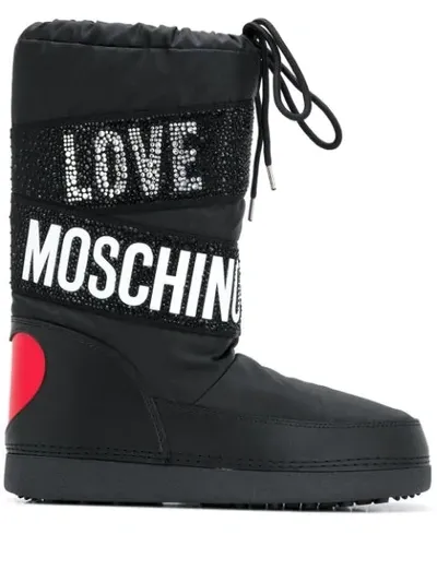 Love Moschino Logo Snow Boots In Black