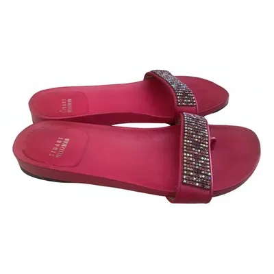 Pre-owned Stuart Weitzman Leather Flip Flops In Pink