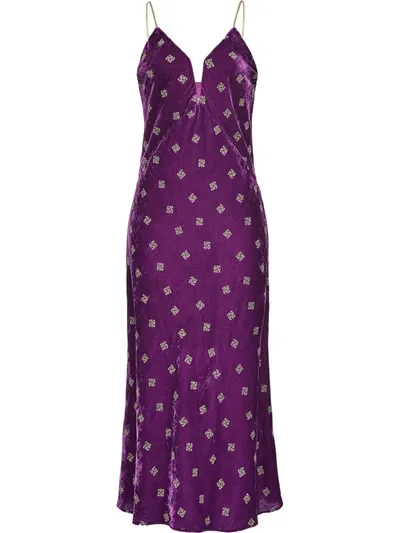 Pinko Velvet Effect Printed Dress In Purple