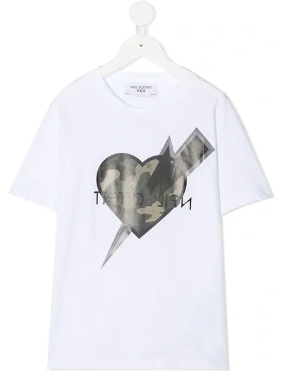 Neil Barrett Kids' Reverse-logo T-shirt In White