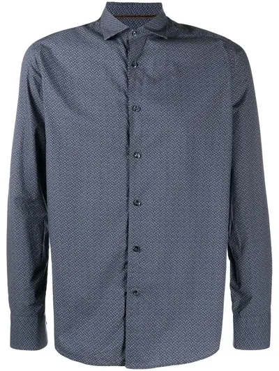 Tintoria Mattei Geometric Long-sleeve Shirt In Blue