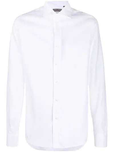 Canali Long Sleeved Cotton Shirt In White