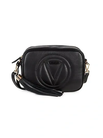 Valentino By Mario Valentino Mia Logo Leather Camera Bag In Black