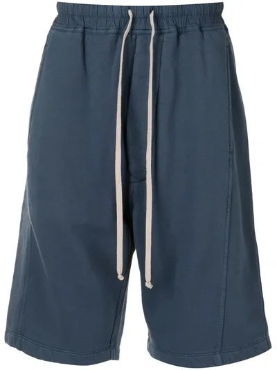 Rick Owens Drkshdw Drawstring-waist Cotton Shorts In Slate Blue