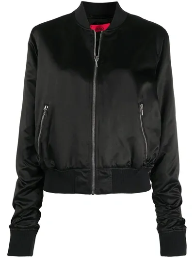 Hugo Boss Logo Embroidered Bomber Jacket In Black